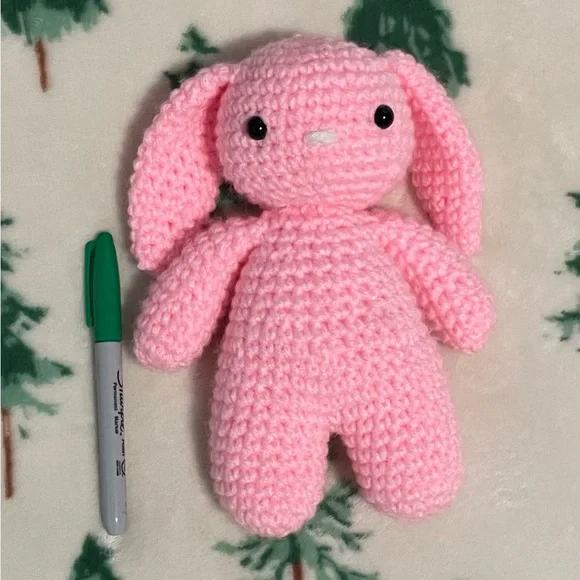 Pink Crochet Bunny Plush Toy NWOT - Picture 3 of 3